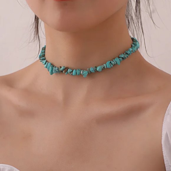 Western Southwestern Turquoise Beaded Boho Choker Necklace NEW - Picture 7 of 7
